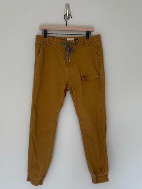 Bucket List Men's Cargo Jogger Pants Khaki Tan Reinforced Knees Size 34